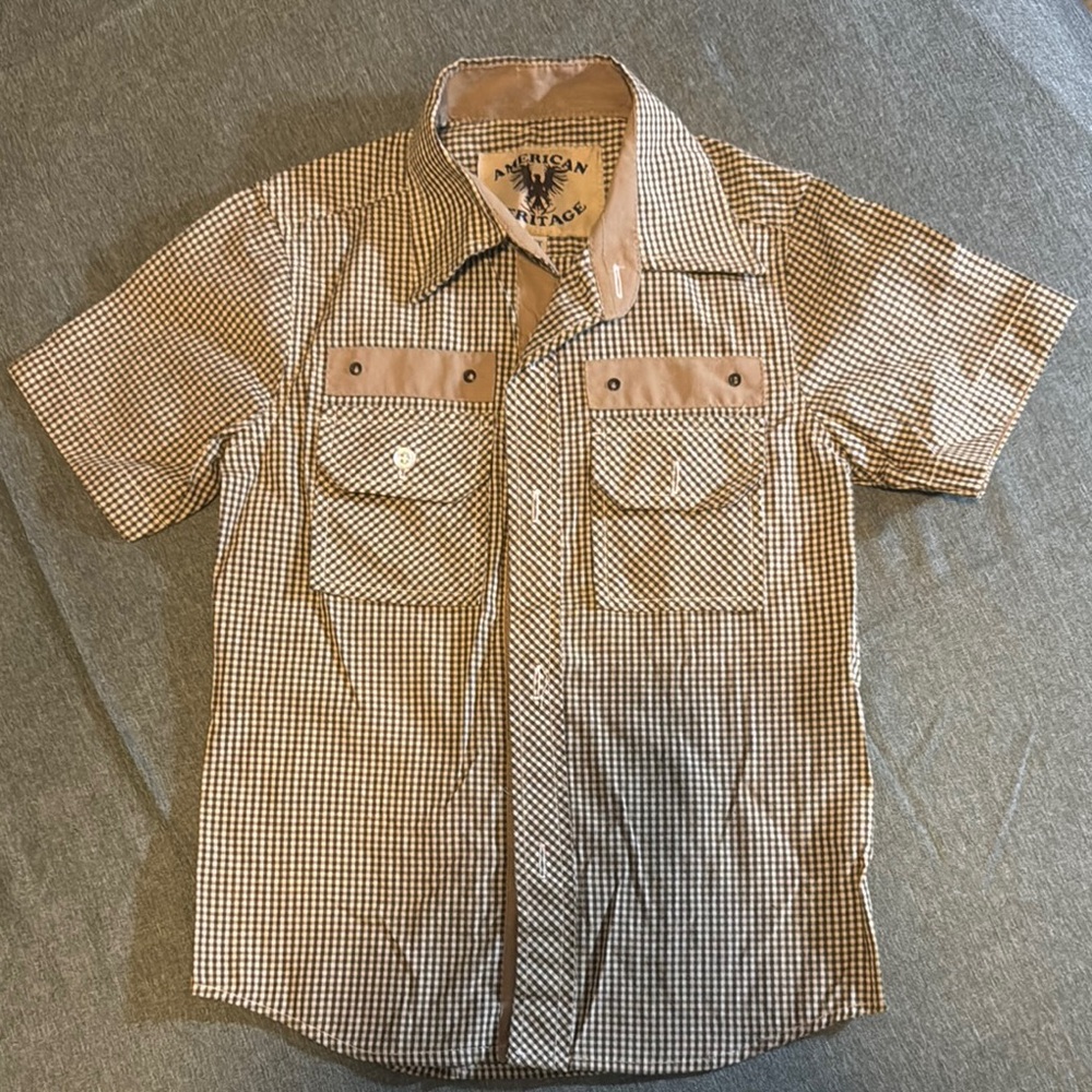 Boys Brown Checkered Shirt